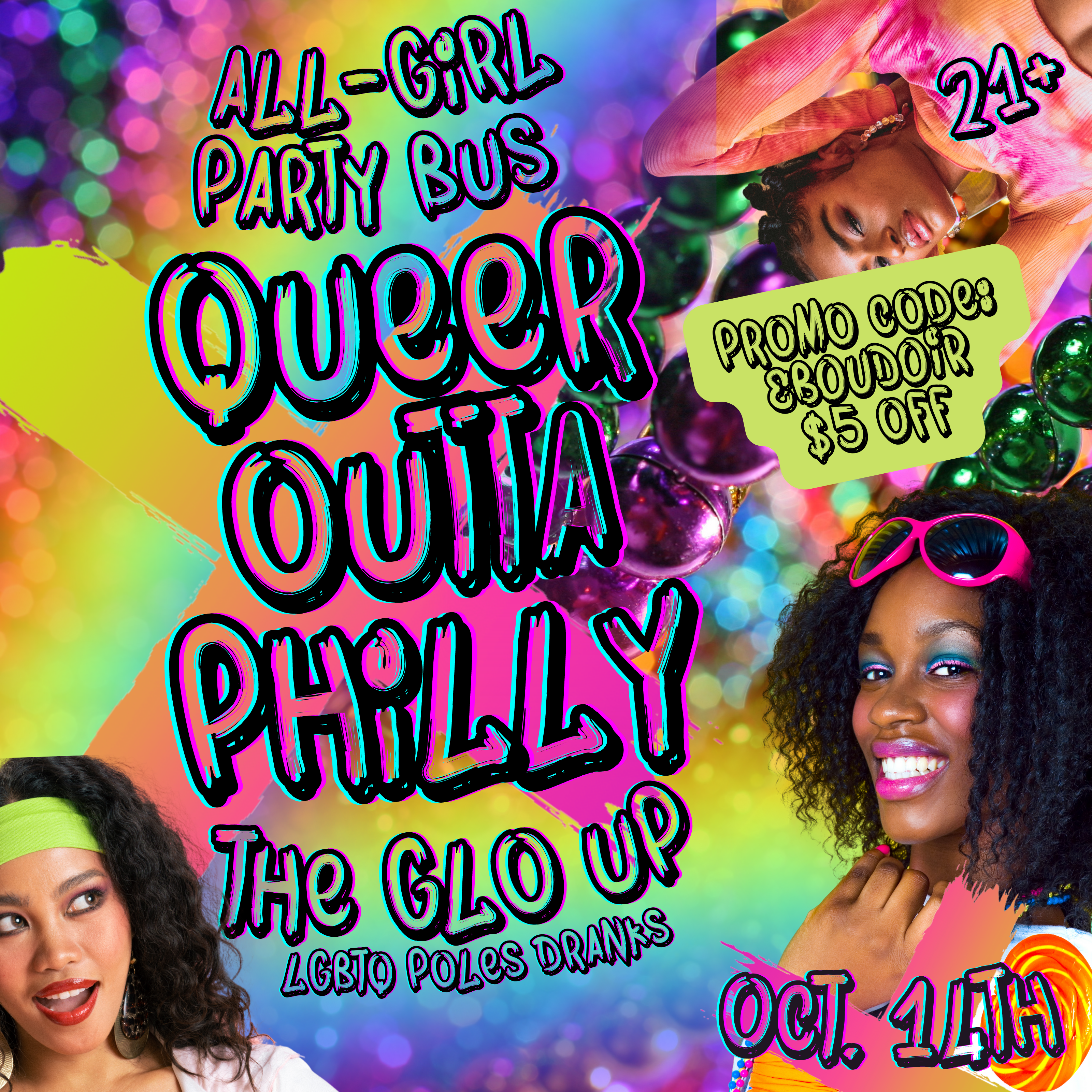 The Tri-State’s Favorite ALL-GIRL PARTY BUS, Queer Outta Philly, Returns for National Coming Out Day!